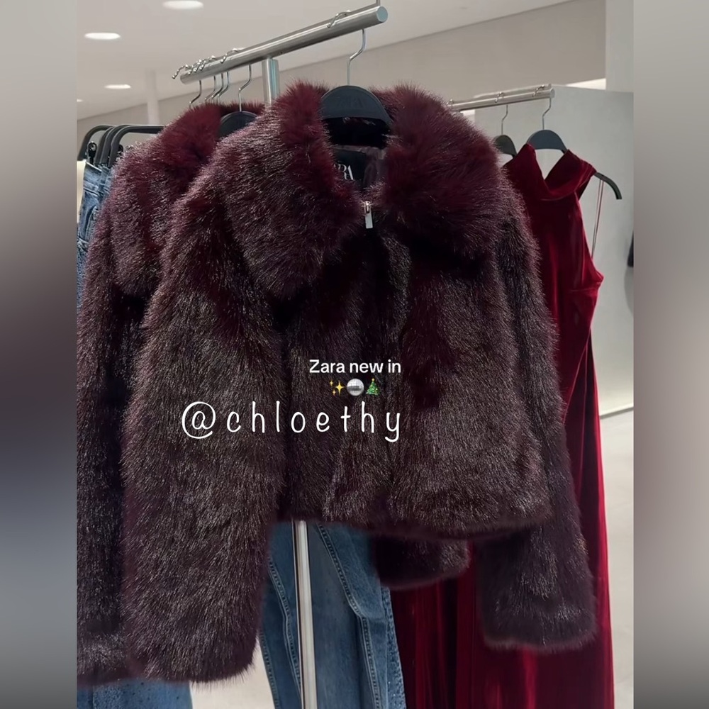 Zara FAUX FUR SHORT COAT - Picture 12 of 12